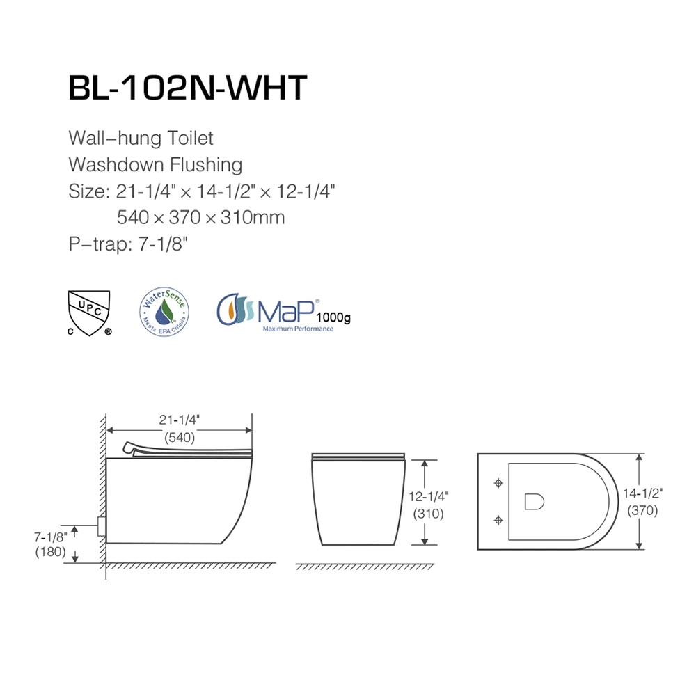 Amazon Hot Sale Wholesale Factory Sanitary Ware Washdown P Trap Water Closet Watermark Wall Hung Ceramic Bathroom Wc Toilet