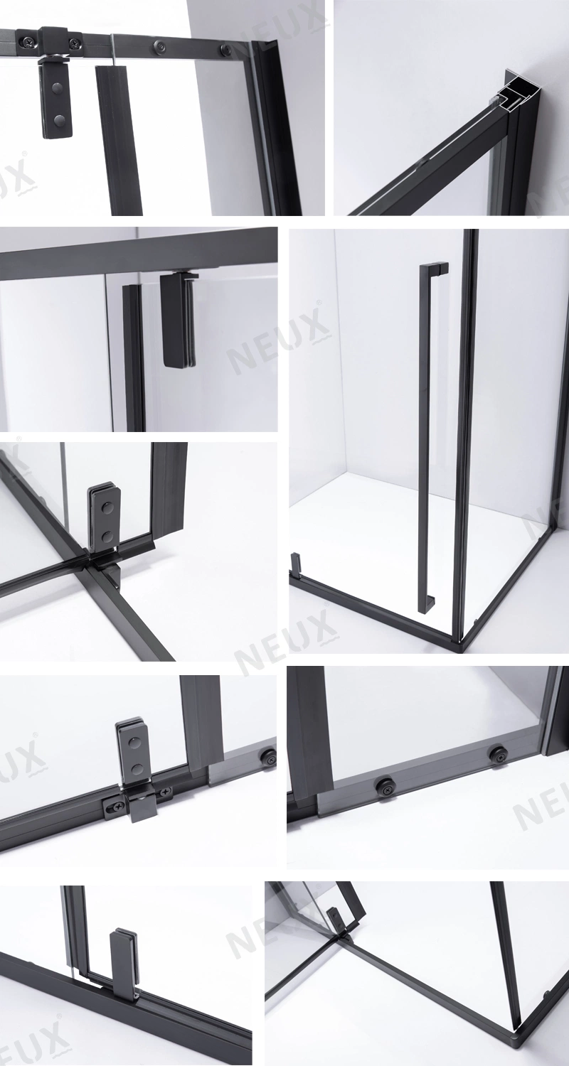 Basic Customization Trendy Black Framed Bathroom Pivot Tempered Glass Shower Enclosures