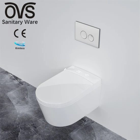 Ovs CE Europe Réservoir dissimulé mural monobloc cuvette de toilette suspendue intelligente toilettes allongées salle de bains eau placard valve toilettes intelligentes