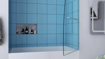 Écran de baignoire de salle de bains, panneau de verre à charnière sans cadre, porte de douche